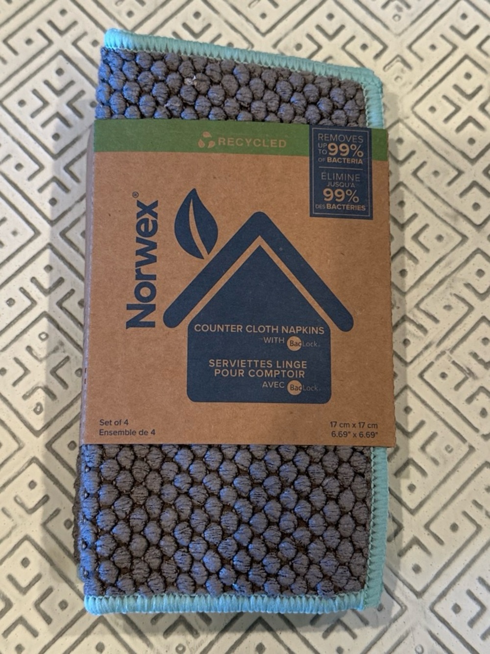 Norwex Gray Counter Cloth Napkins - Set of 4 NEW
